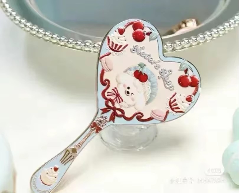 Flower Knows Little Angel Series Espejo de mano 3 tipos Exquisitos herramientas de maquillaje en relieve: Blanco
