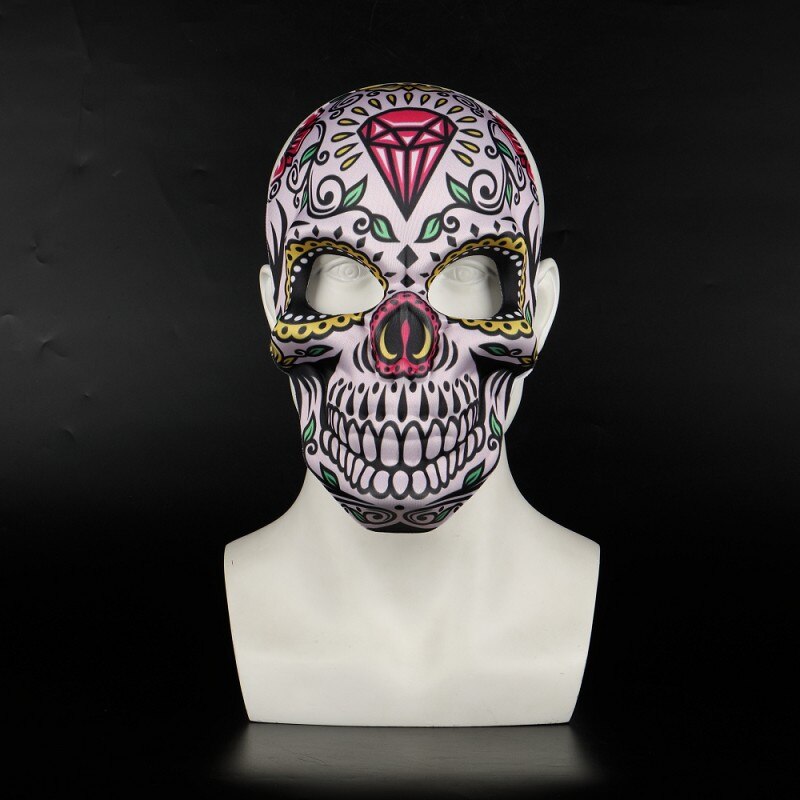 7 Type Halloween mexicain jour de la mort crâne imprimer doux masques hommes mascarade barre fête Cosplay accessoire avec ficelle élastique: E0204-e