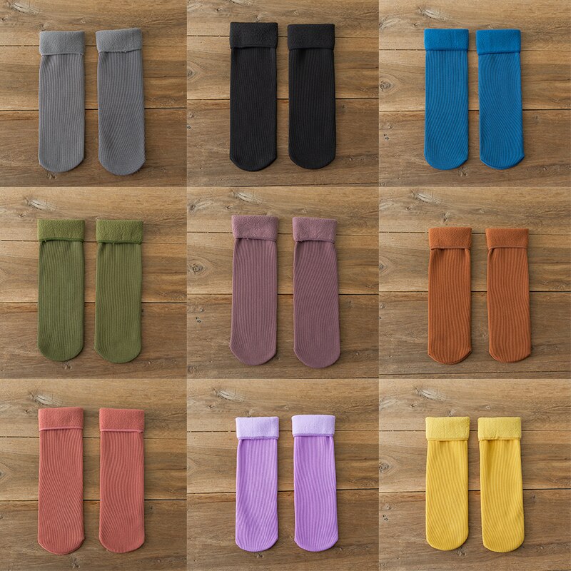 Calcetines térmicos gruesos de felpa para hombre y mujer, medias de terciopelo de Color sólido, para la nieve, para Otoño e Invierno