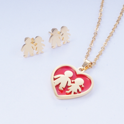 Yunkingdom conjunto de joyas corazón redondo delfín resina Acero inoxidable conjuntos de joyas COLLAR COLGANTE pendientes para mujeres