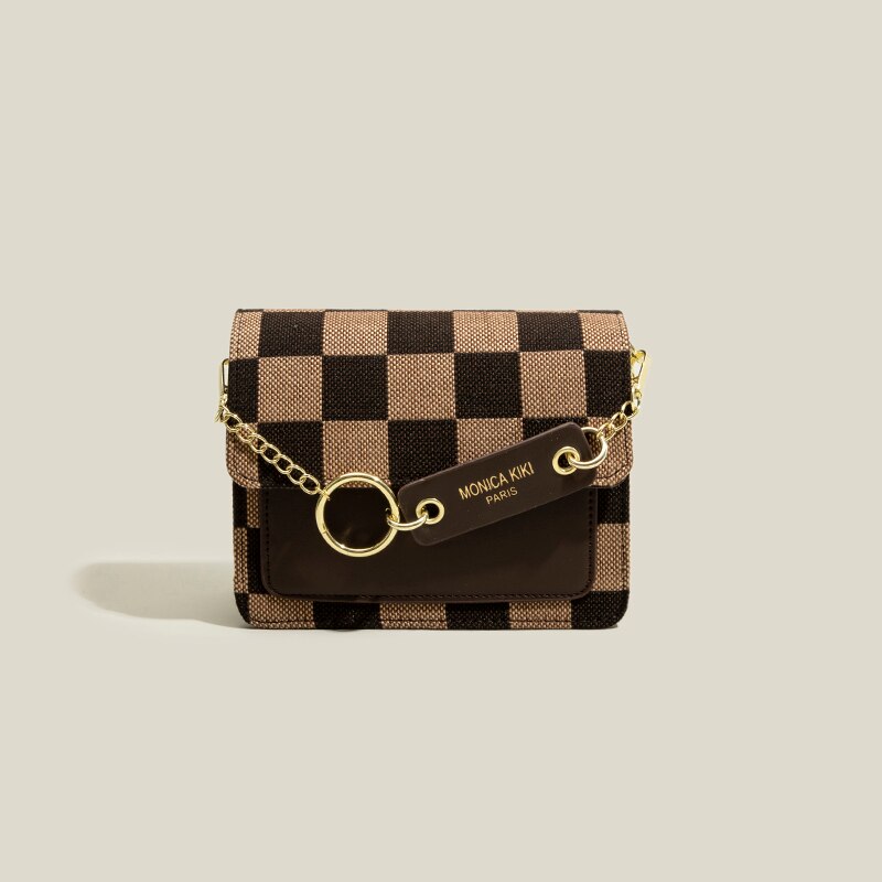 Sac à bandoulière simple pour femmes, Style anglais, motif écossais, sacoche carrée à la , Vintage, bonne: Chocolat