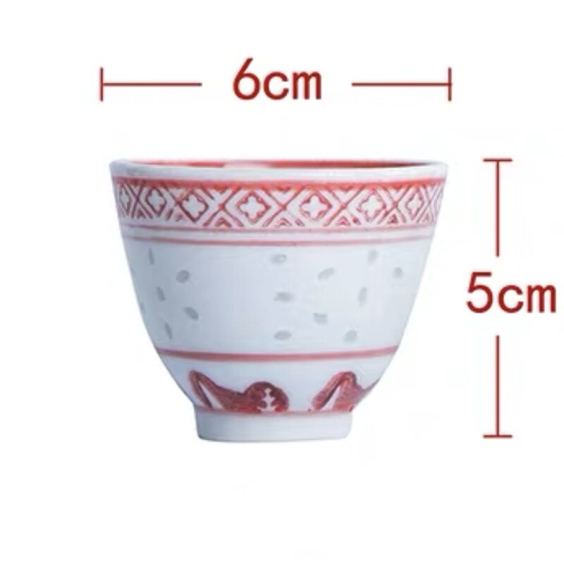 6.5inch Jingdezhen Ceramic Retro Red Dinner Plate Porcelain Dragon Dessert Plate Steak Fruit Dish Tea Cup Bowl Kitchen Tableware: Cup S