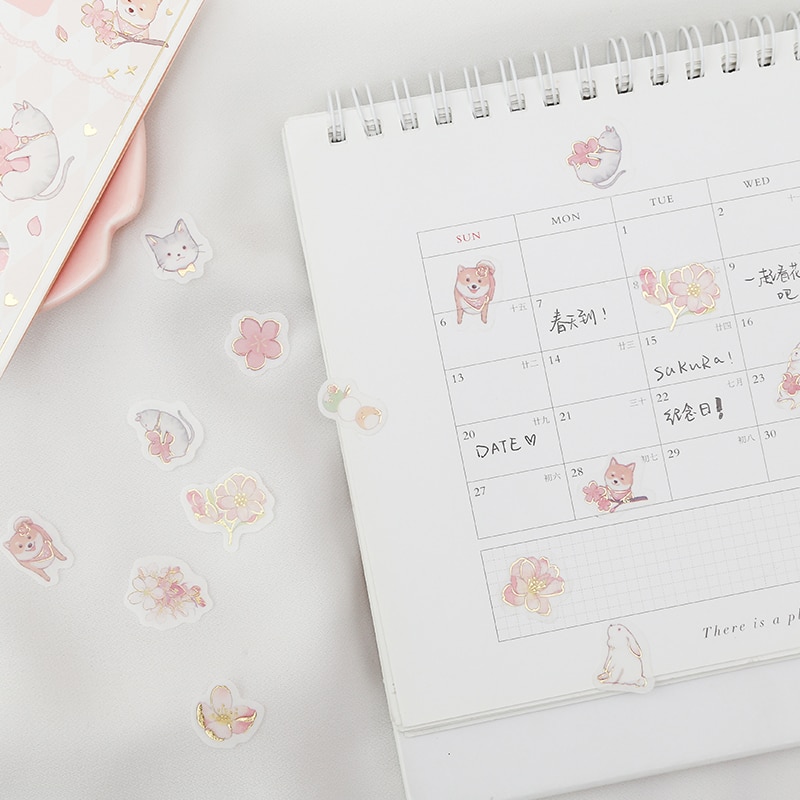 45pcs/1lot Kawaii Stationery Stickers Cute Animal Fox Diary Planner Decorative Mobile Stickers Scrapbooking DIY Craft Stickers