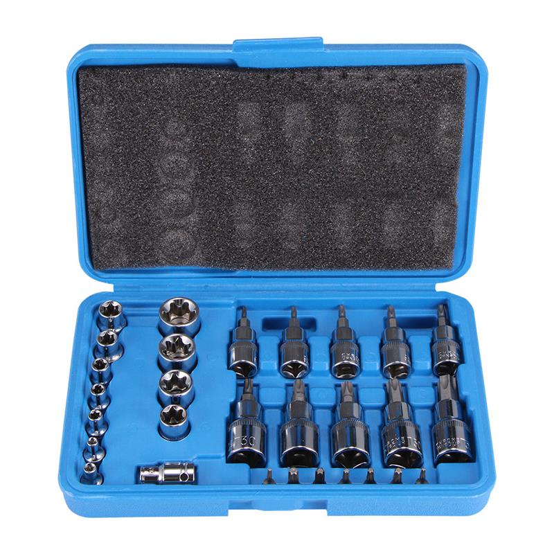 30pcs Blue Chrome Vanadium Steel Socket Kit Made Of High Chrome Vanadium Steel Material, Sturdy And Durable, Owing High Strength
