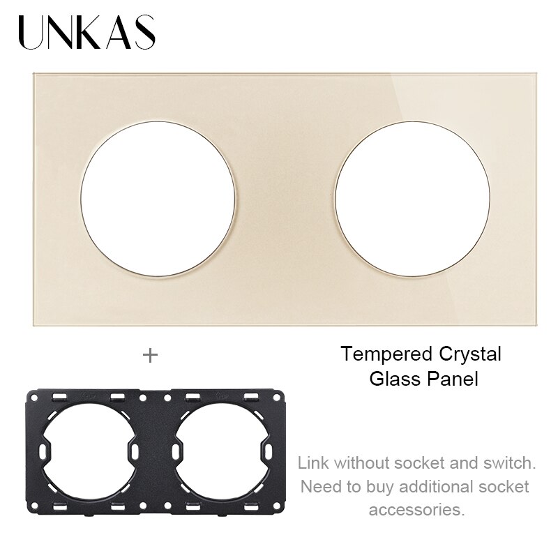UNKAS Free Combination Single Gray Tempered Crystal Glass Panel Grey Modules DIY Matching For Wall Socket Switch: Gold 172 Panel
