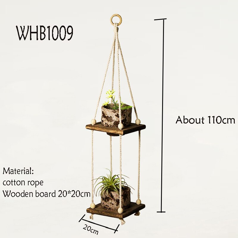 macrame plant hanger with wooden board pot tray flower pot hanging