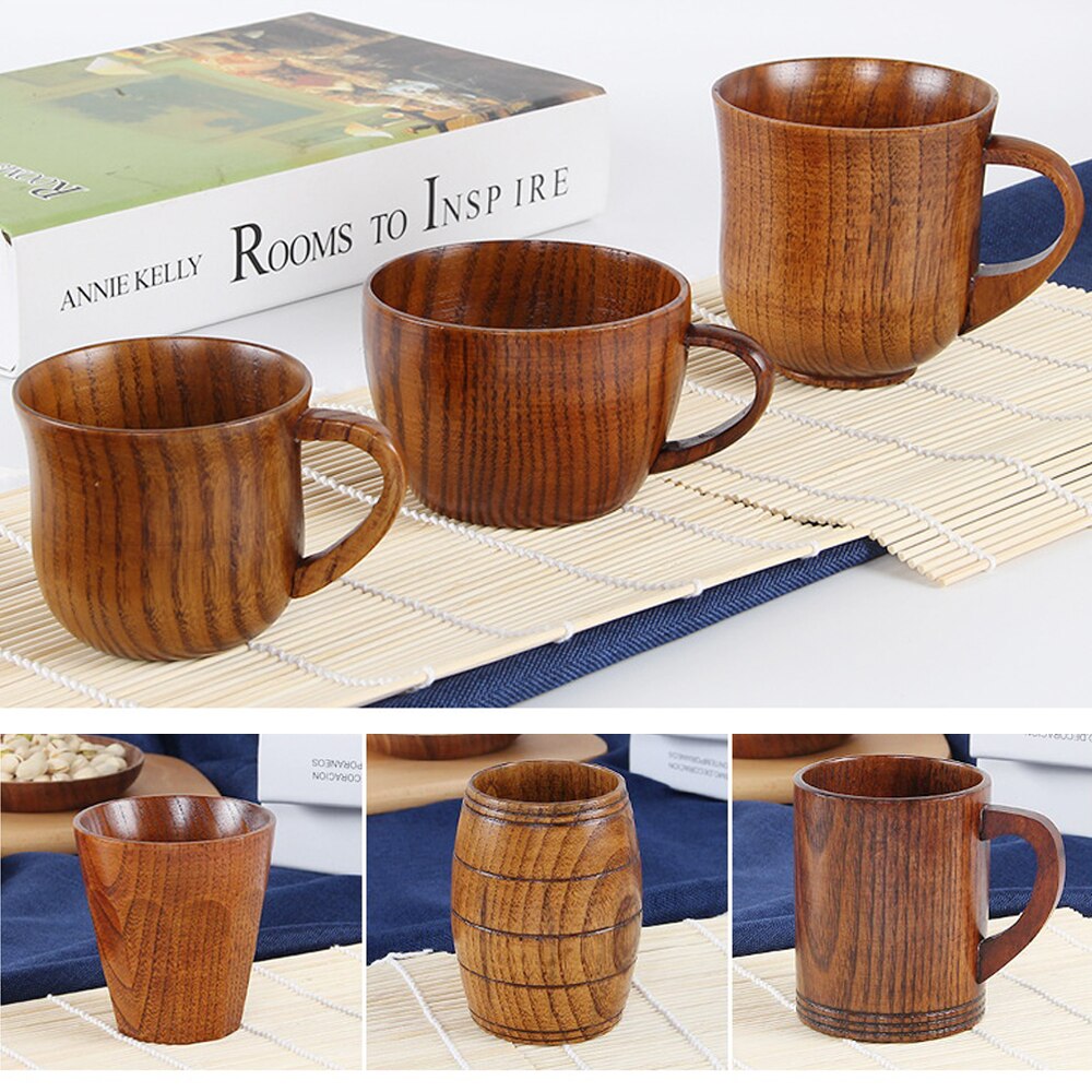 Japanese Style Wooden Cup Jujube Wood Insulation Tea Cup Wooden Coffee Cup Drinking Cup Coffee Cup & Saucer Sets