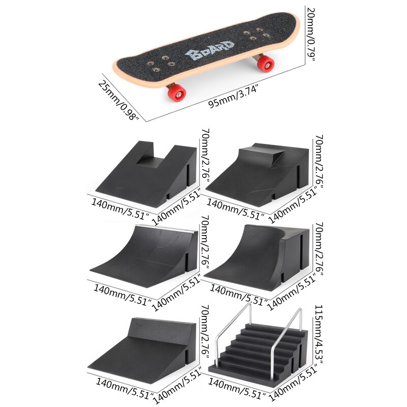 1 set greppbräda skena park trappsats trappor mini skateboards för barn skateboard träning mini brädspel