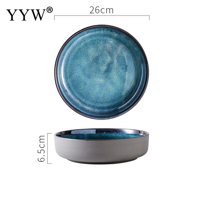 2 unids/lote horno vajilla de cerámica vidriada cambiante Ramen de forma Irregular plato aperitivo de la placa de la cena de porcelana vajilla conjunto