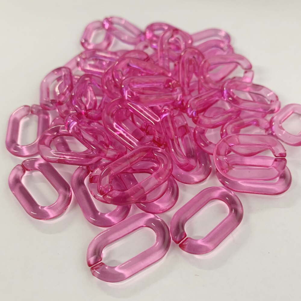 50pcs/bag Frosted DIY Detachable Replacement Shoulder Strap Bag Acrylic Resin Handbag Chain Strap Bands Bag Accessories 27*17mm: transparent hotpink