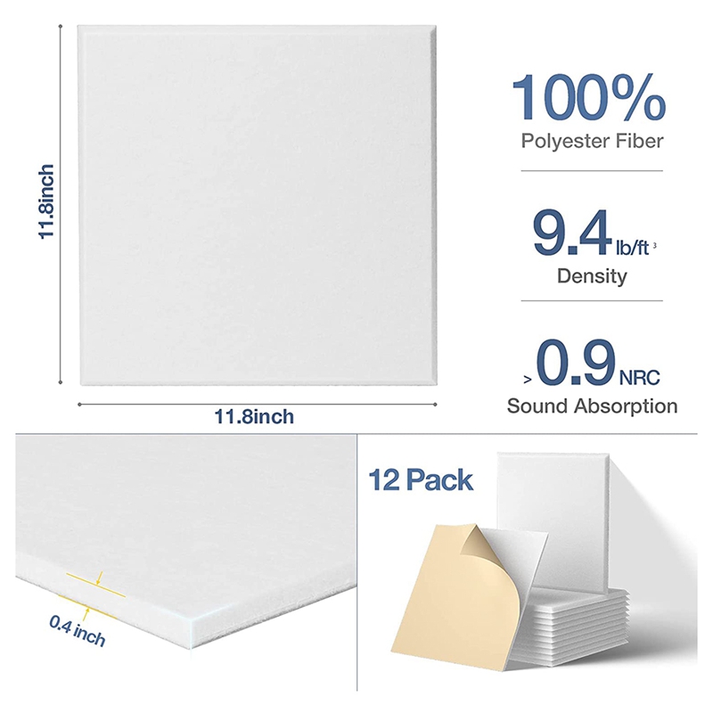 Paneles acústicos autoadhesivos para el hogar, paquete de 12x12x0,4 pulgadas, relleno a prueba de sonido, Panel absorbente de sonido