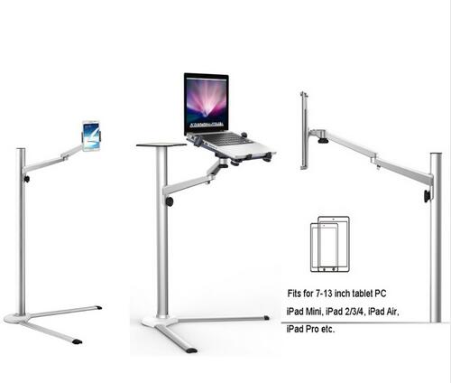 Multifunction 3 in1 Computer Floor Stand for All Laptop/Tablet PC/Smartphone Holder Height/Angle Adjustable with Mouse Tray UP-8