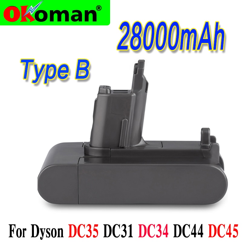 Batteria a vuoto agli ioni di litio da 22.2V 28000mAh (assolo tipo B) per Dyson DC35, DC45 DC31, DC34, DC44, DC31 animale, DC35 animale e 4.8ah