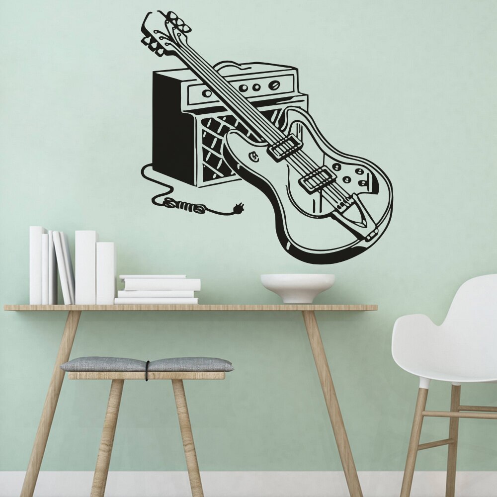 Gitara elektryczna naklejka Rock Pop narzędzia muzyczne naklejki ścienne winylowe Bar studio muzyczne dekoracje sztuka na ścianę AZ1011