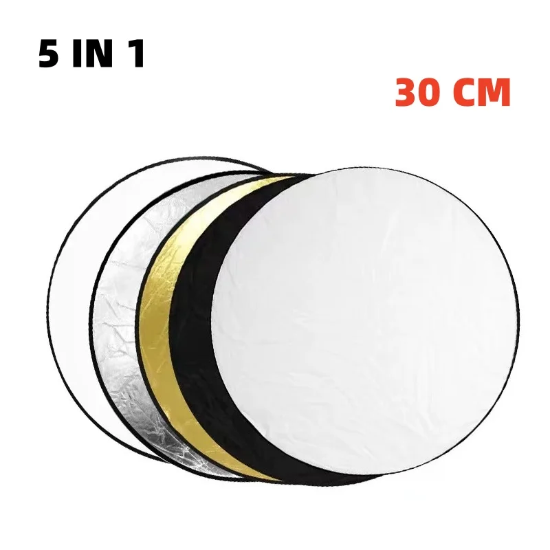 GAINVANE Draagbare 5-in-1 Fotografie Reflector Ronde Opvouwbare Fotostudio Lichtverspreider Meerkleurig Buiten 30/60/80/110CM: 40Cm