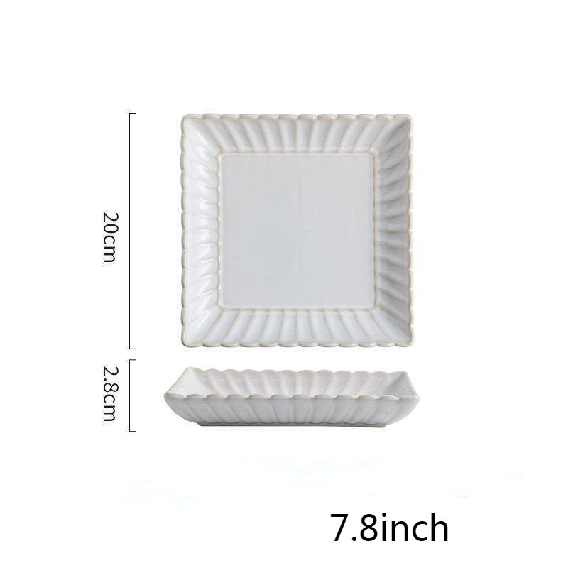 Juego de platos de cerámica blanca PARA CENA, plato para carne, ensalada, postre, desayuno, taza de café, Serie de vajilla de estilo nórdico: 7.8Inch Square Plate