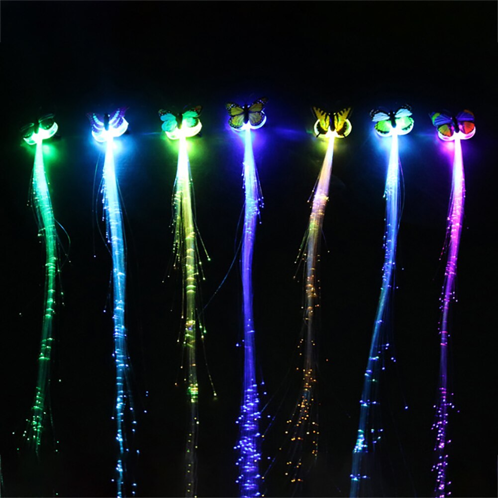 LED Haar flechten Blinkende LED Licht hoch Schmetterling Haar Clip flechten Optische Faser Haarnadel Party Dekor Für Leuchtende LED Party liefert