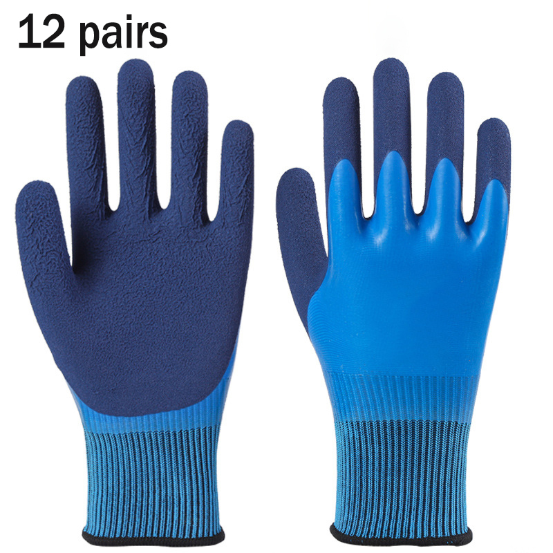 Gartenbau-Handschuhe, stichfest, aus Latex, wasserdicht, für Arbeit, Arbeitsschutz, verschleißfest, für Arbeit, Blumenschutz: Blau