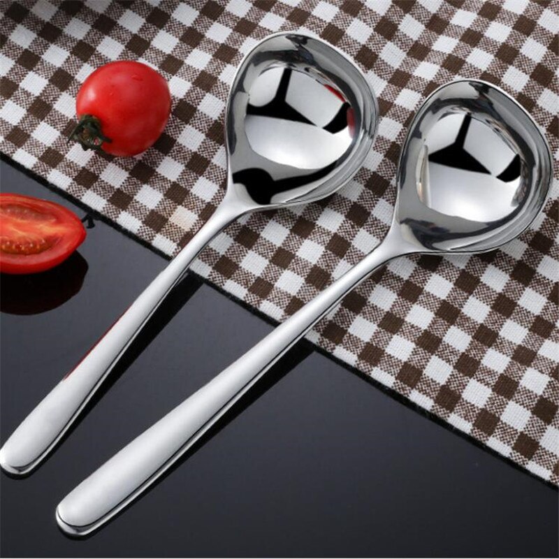 304 Stainless Steel Spoons With Long Handle Korean Soup Spoon Dinner Spoons Rice/Salad Tableware