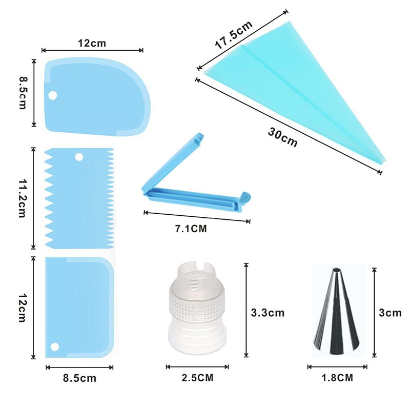 21pcs Fondont Cake Decorating Tools Plastic Cake Turntable Set Silicone Pastry Bag Piping Nozzle Kit Baking Accessories