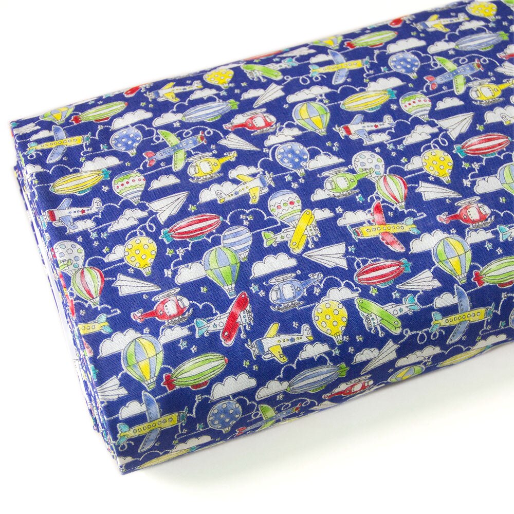 Demi-mètre tissu japonais Kokka bricolage | Patchwork pour bébé, tissu de coton à Double gaze, avion Ride A
