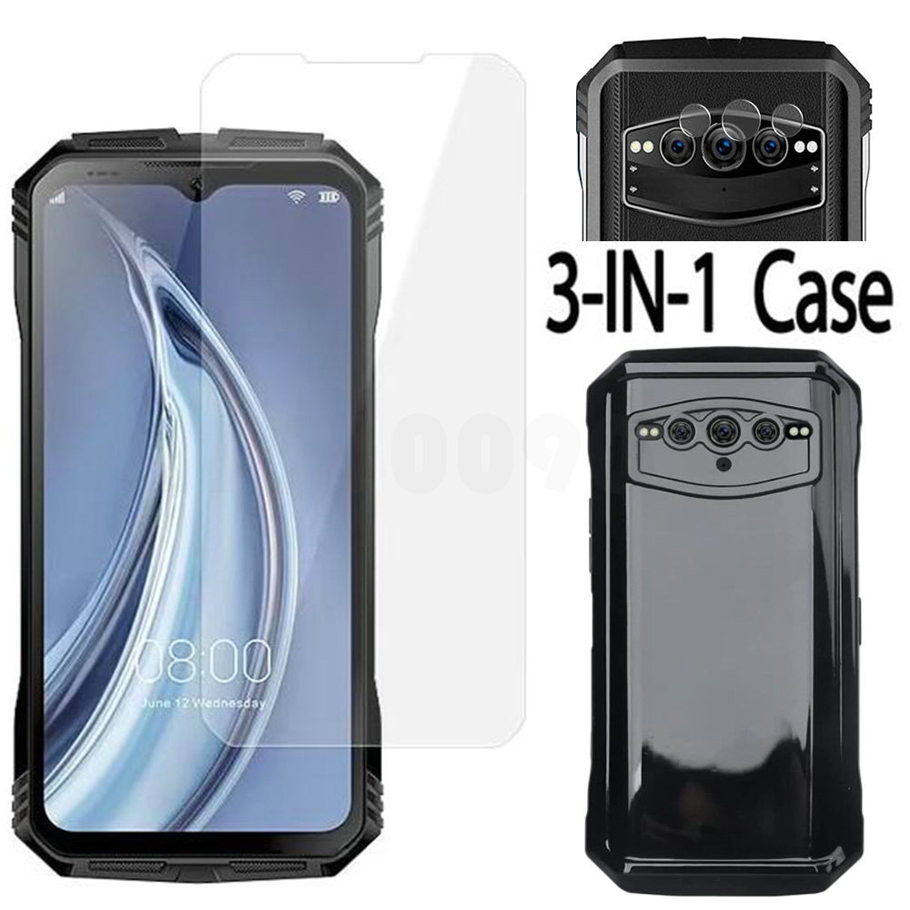 Case + Camera Tempered Glass On For Doogee S100 S100 Pro ScreenProtector Glass For Doogee V MAX V30 V30T 2.5D Glass: High Definition / Brown