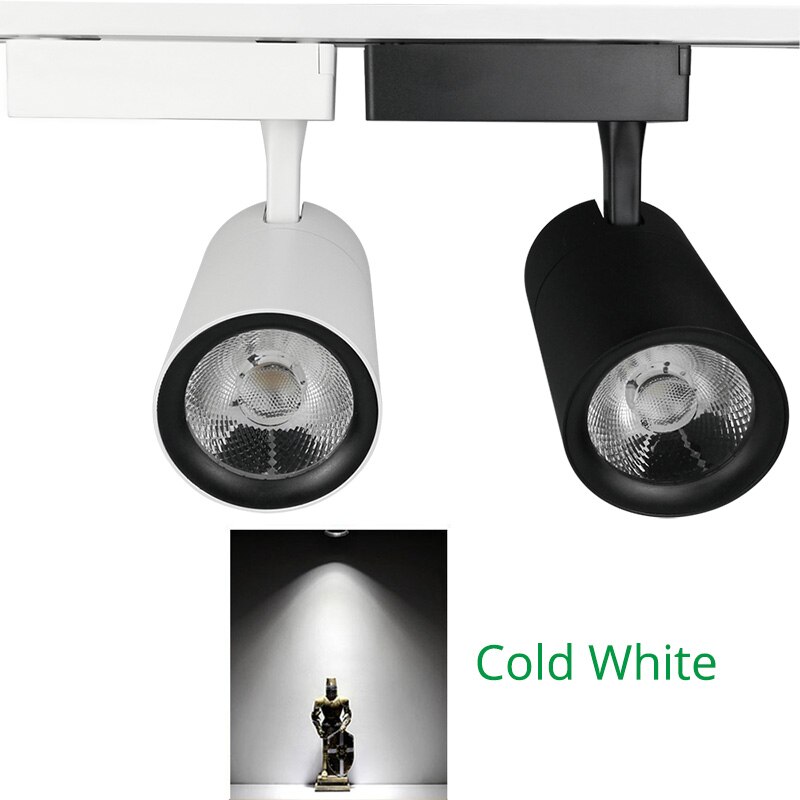 Track Light Rail Spot 30W Kleding Schoen Winkel Showrooms Mall Tentoonstelling Plafond LED Spoor Lamp Spots COB Winkel Verlichting: Cold White / Black