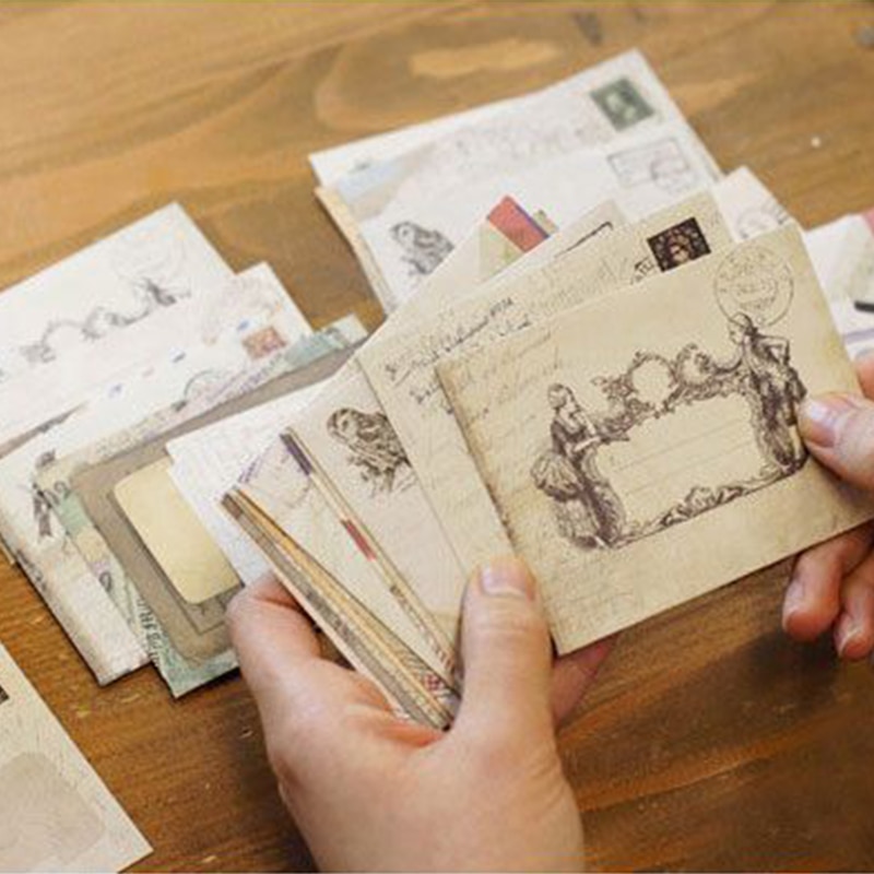 12 stk/sæt vintage papir konvolutter stil gammel brevblok pakke kontor skole forsyning mini kuvert papir kort konvolutter