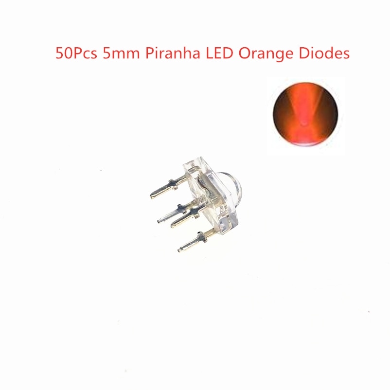 50 Stuks 5 Mm Piranha Led Oranje Diode 5 Mm Led Diode Light-Emitting Diodes 4-Pins f5 Oranje Piranha Led Diodo Lamp