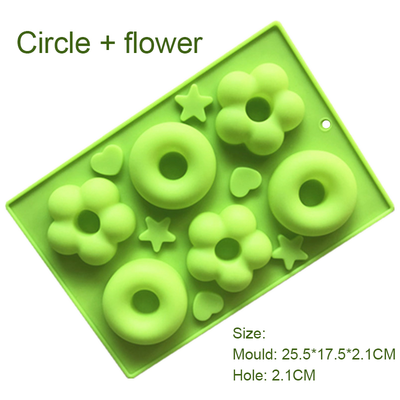 Máquina para hacer rosquillas de silicona 3D DIY para hornear pastelería galletas moldes redondos de Chocolate molde para pastel de magdalenas postre herramientas de cocina hechas a mano: Verde militar
