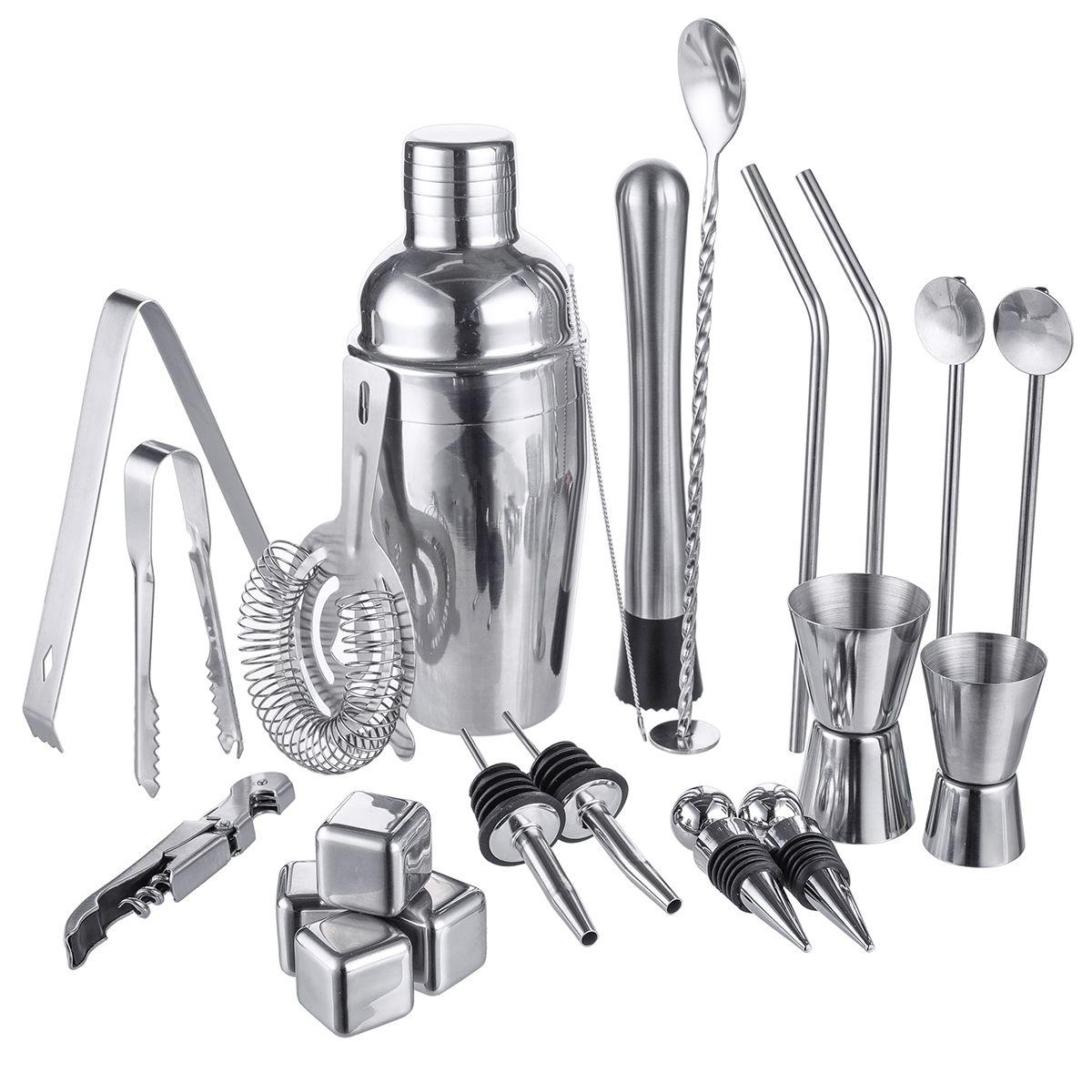 550ML Stainless Steel Cocktail Shaker Bar Set Barware Set Mojito Wine Martini Boston Shaker Mixer Maker Muddler Bartender Tools