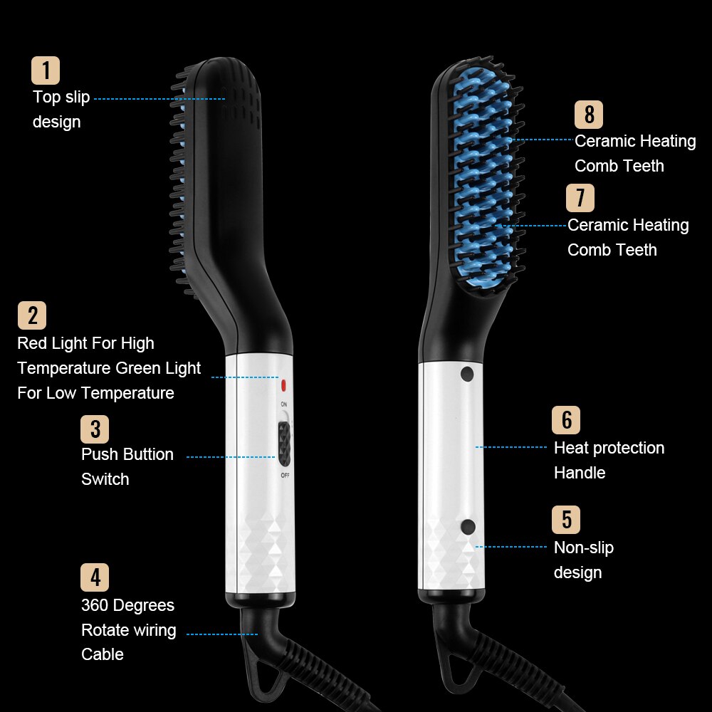 Updated Beard Straightener Multifunctional Hair Brush Man's Hair Flat Iron Beard Straightener Hair Styling Comb For Men