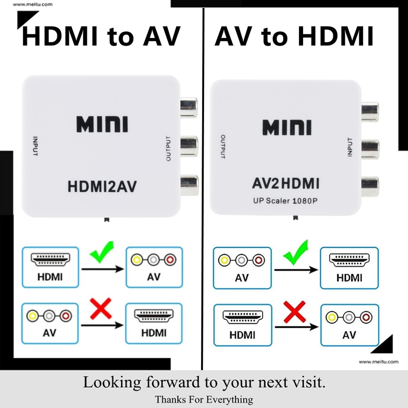 MnnWuu HDMI a AV RCA CVSB L/R caja adaptadora de vídeo compatible con salida NTSC PAL 1080P RCA AV a HDMI caja convertidora adaptador de vídeo HD: Rojo / 1,5 m