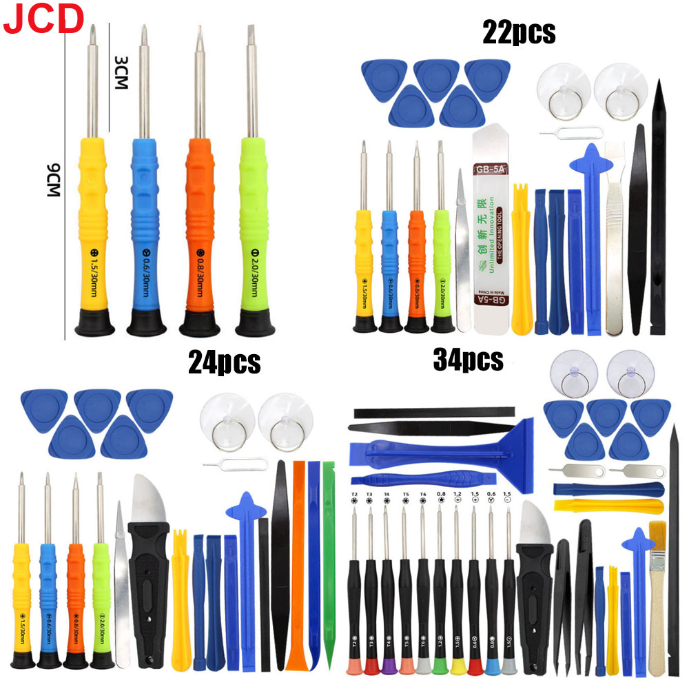 JCD 22/24/34pcs Repair Opening Tools Kit Spudger Pry Screwdriver Set For Mobile Phone Tablet Computer Disassemble Hand Tool Set