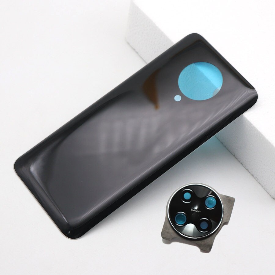 Modified Rear Cover For Xiaomi POCO F2 Pro Back Glass Battery Cover Rear Housing Door Panel Replacement+Adhesive Sticker: BrightBlack Add Lens