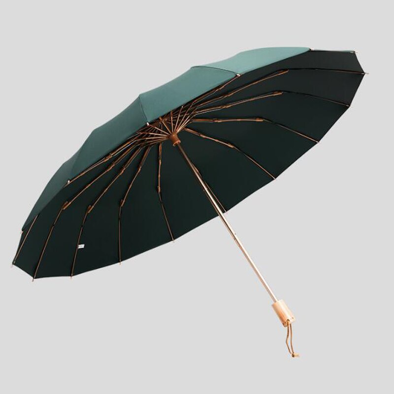 Paraguas plegable ligero de 16k de para lluvia, para mujer, sombrilla Anti-UV resistente al agua, paraguas de viaje con mango de madera