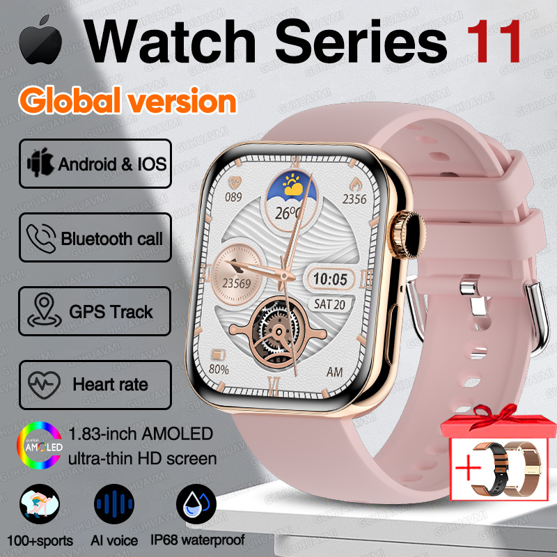 Versione globale Moda NUOVO Orologio Serie 11 Uomo Donna SmartWatch GPS Traiettoria Bracciale HD Bluetooth Chiamata sport Orologio impermeabile: Rosa