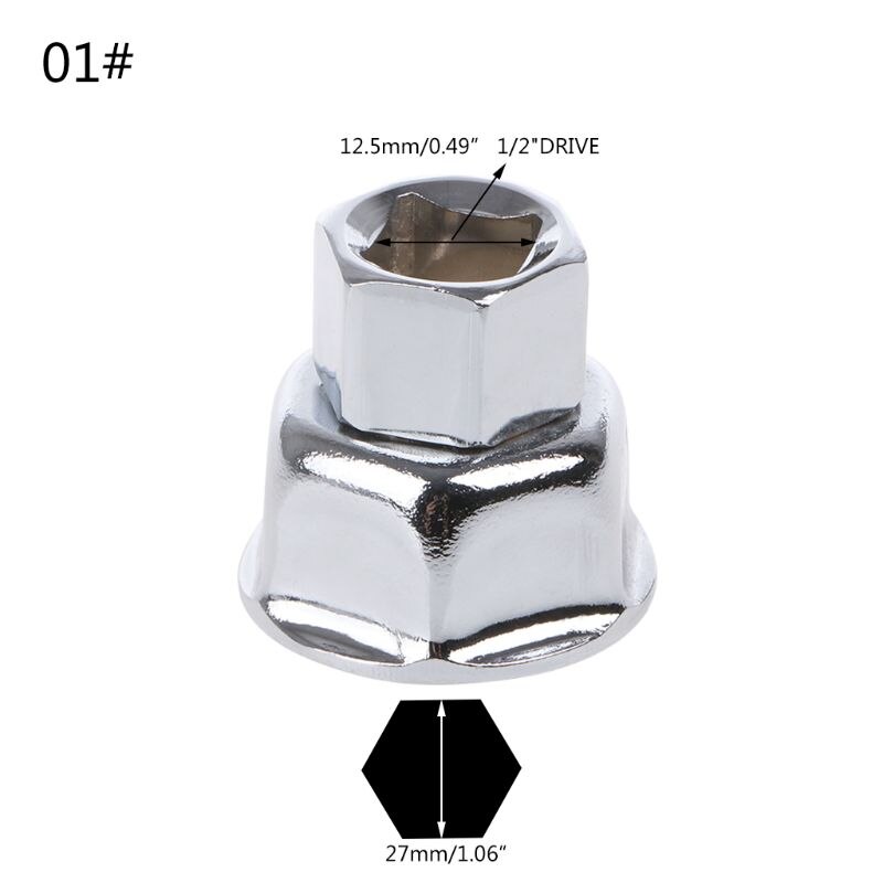 1/2" Drive Car Oil Filter Wrench Cap Housing Removal Engine Tool 6 Flutes 27/32/36mm M0XC: 01