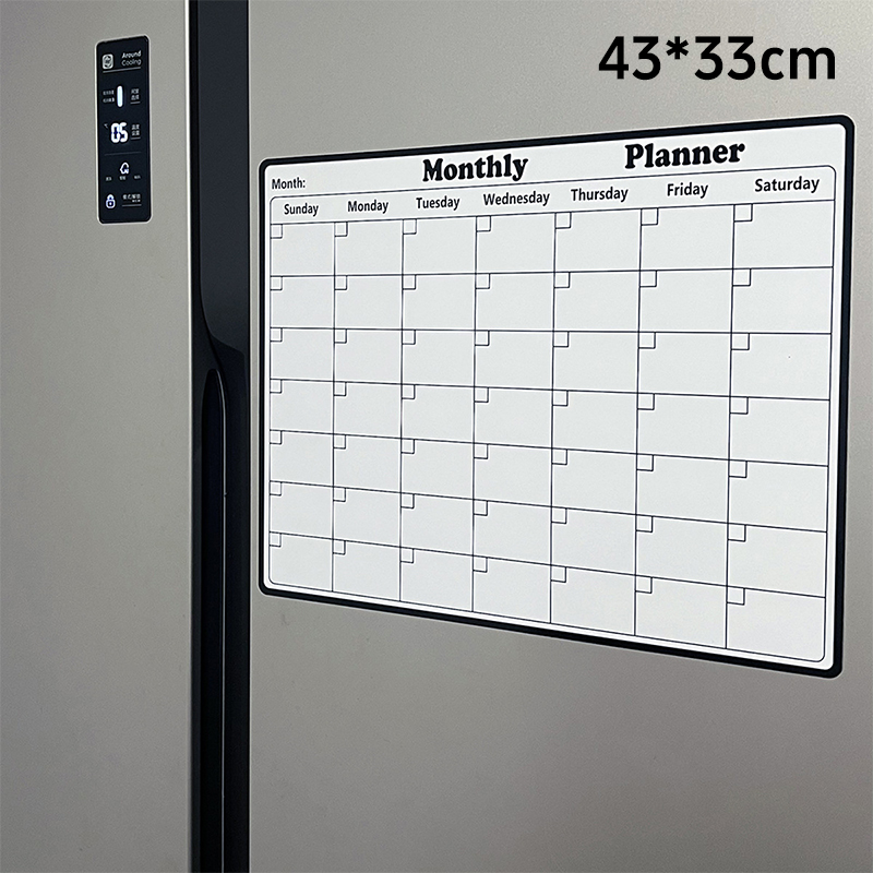 Minimalistische magnetische droog uitwisbare kalender voor koelkast Maandelijkse planner Whiteboard Multifunctionele keukenorganisatie Decor: YELLOW