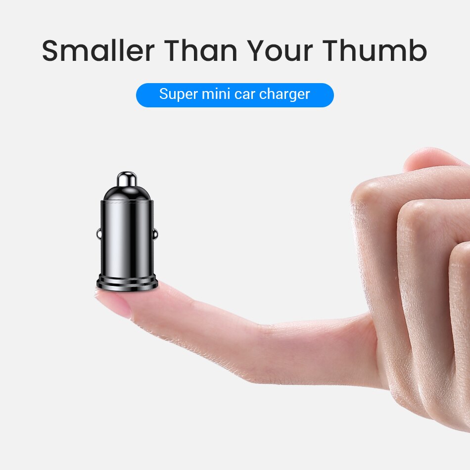 36W QC 3.0 Quick Charge Dual USB Car Charger All Metal Car Auto Charger Mini Car Phone Charger for iPhone Samsung Huawei Xiaomi