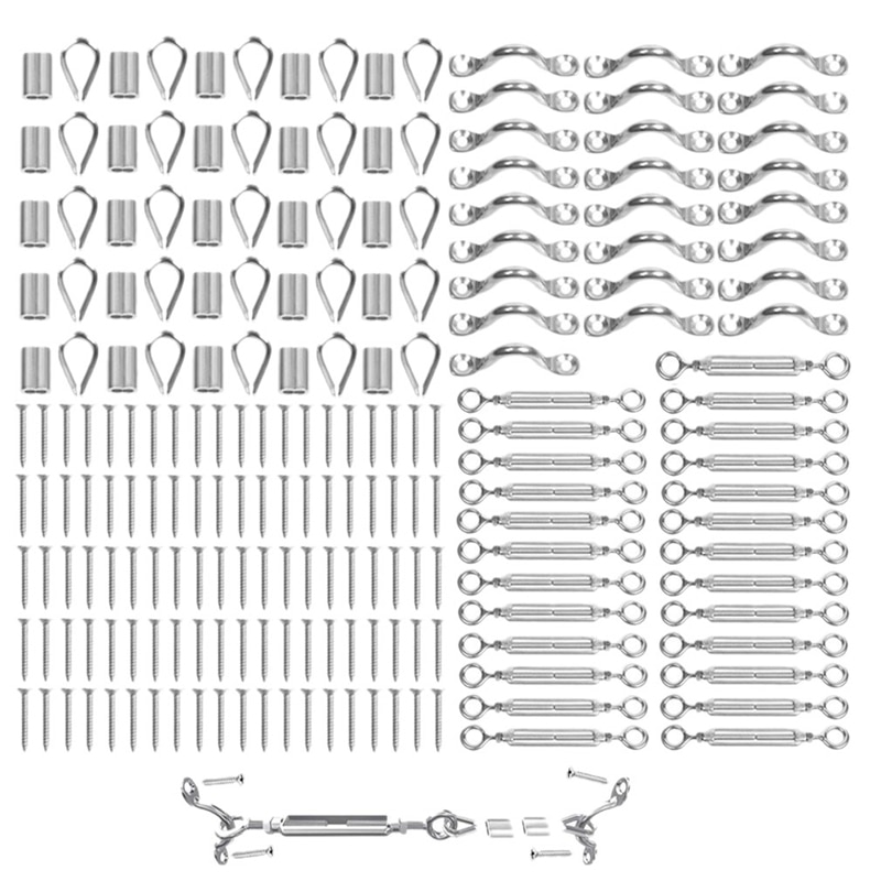 kit di ringhiere per cavi in acciaio inossidabile T316 da 25 pezzi per pali in legno kit balaustra fai-da-te con tenditore a forcella a ganascia: Default Title