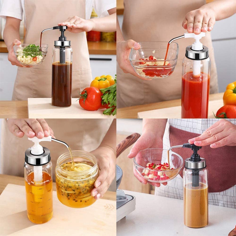 Sauce Squeeze Bottles for Kitchen&amp;BBQ,2 Pack Olive Oil Dispenser Glass Bottles,for Ketchup/Salad/Dressing/Honey,500Ml