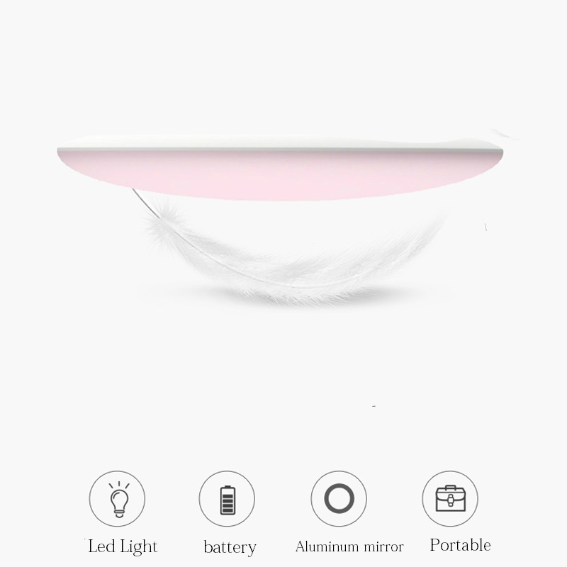Make-Up Spiegel Met Led Licht Draagbare Compact Cosmetische Oplaadbare Verlichte Opvouwbare Kleine Ronde Pocket Hand Spiegels