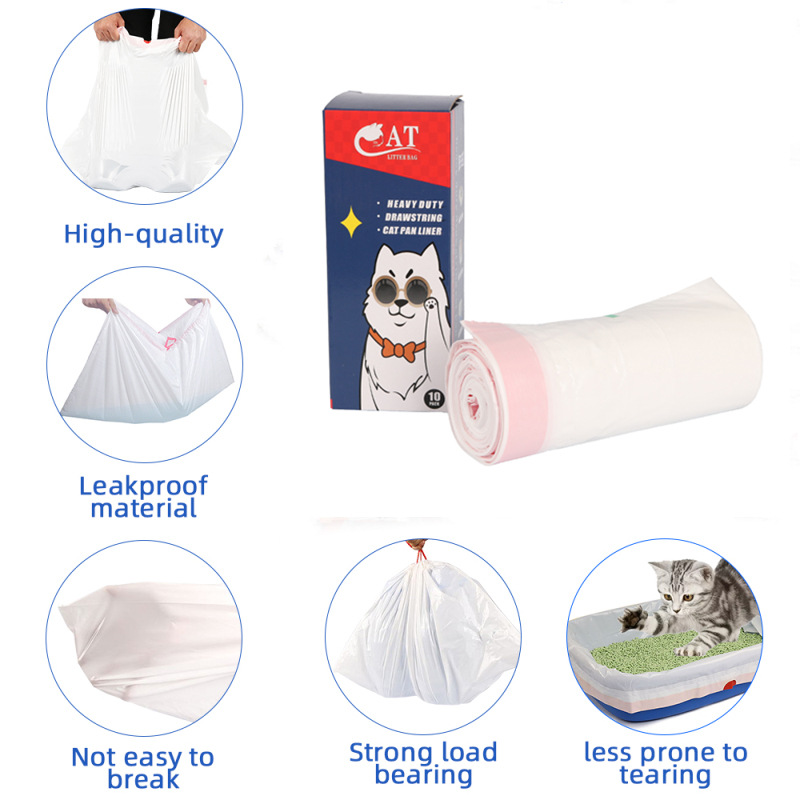 Cat Litter Bag Cat Thickened Rolling Litter Box Lined Garbage Plastic Bag for Cats Poop Toilet Cleaning Supplies Pet Grooming