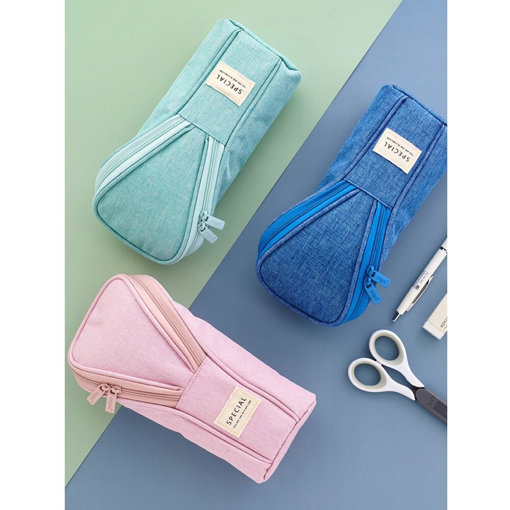 Seven 3 Zip School Pencil Case, Black Blue Yellow, Feeling Me, Triple Pen Holder With Pens, Pencils, Colours, Accessories Backpack, Elementary, Medium, Child, Blue, Taglia Unica, Modern