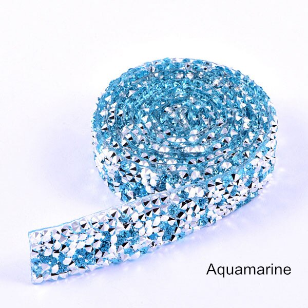 1 Yard/Lot Breedte 15 M Vele Kleuren Steentjes Banding Kristal Zilveren Steentjes Trim Banding Riem Rhinestones Trimmen Diy b3838: Aquamarine