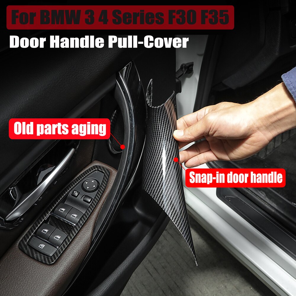 Auto Snap-In Interieur Deurklink Beschermen Trim Pull Carbon Textuur Voor Bmw 3 4 Serie F30 F31 f32 F33 F34 F35 F80 F82 -19