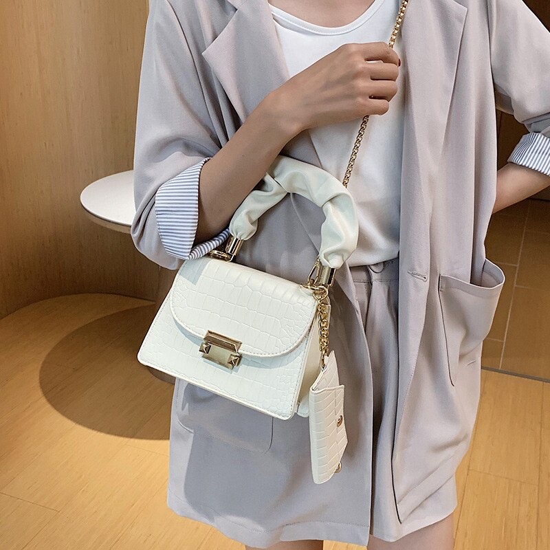 petit modèle de pierre chaîne sacs à bandoulière pour femmes tendance blanc sac à main fourre-tout avec porte-monnaie femme