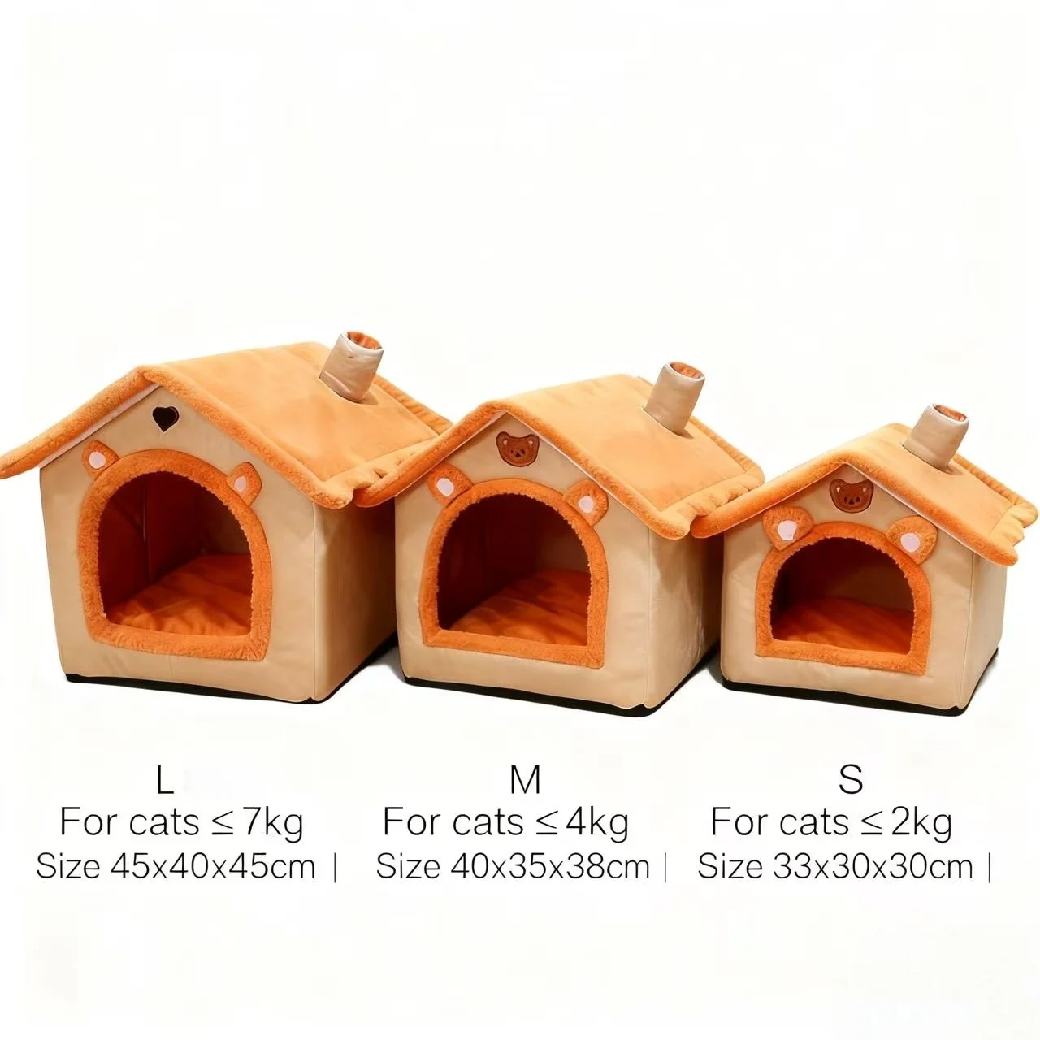 Ganzjahresbett Ich bin Hundehausstil – abnehmbares, waschbares Haustierbett für kleine Hunde, Teddy, Winter, warmes Katzen-Hundehaus