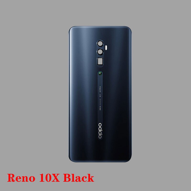 100%  originalt glas batteridæksel til oppo reno / reno 10x zoom / reno z baghus bagcover glas batteri dør sag: Reno 10x sort